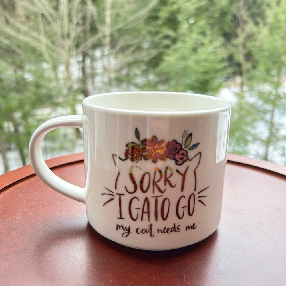 Cat Mug | Sorry I Gato Go | Threshold Porcelain Coffee Cup | Funny Cat Mug Gift